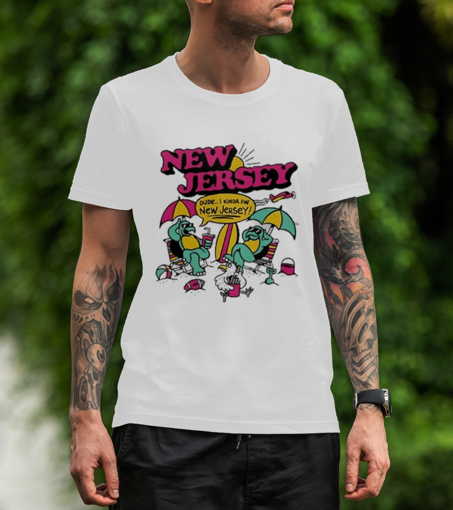 New Jersey 2026 Vibe Cartoon Relaxing Beach Chill Fun T-Shirt