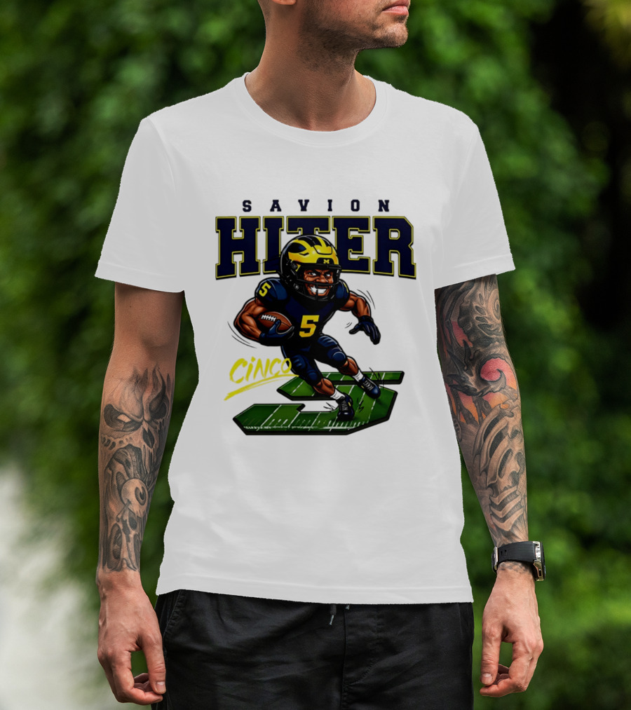 Savion Hiter Michigan Football Cinco 5 Mascot Caricature T-Shirt