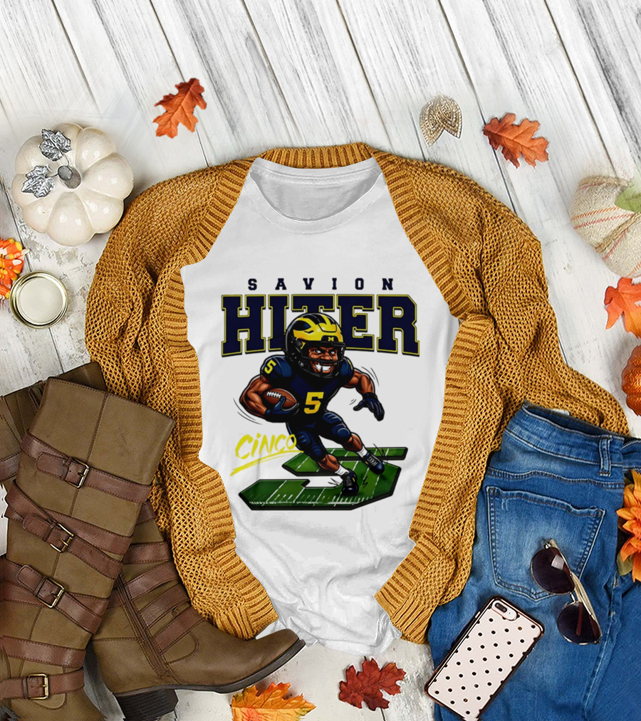 Savion Hiter Michigan Football Cinco 5 Mascot Caricature T-Shirt
