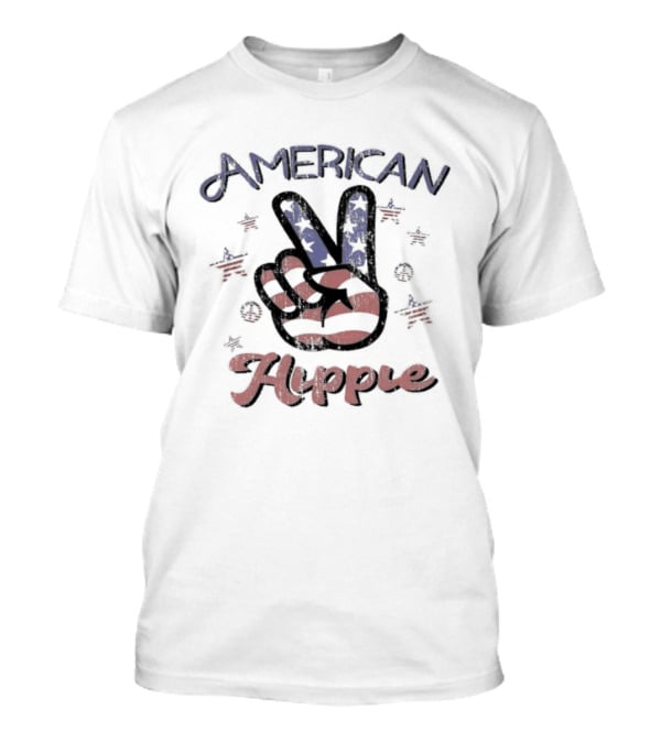 Peace Sign Stars And Stripes American Hippie T-Shirt
