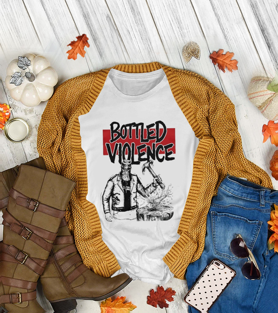 Bottled Violence Character with Hammer and Red T-Shirt