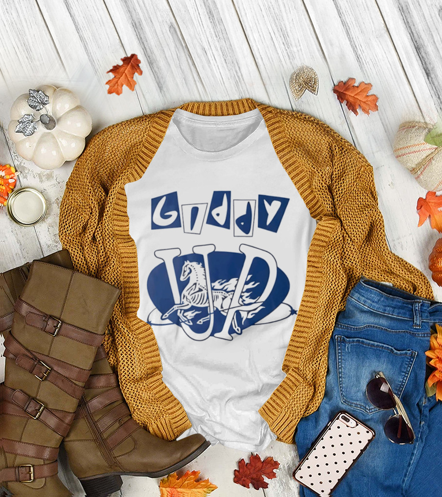 Giddy Up Horse Skeleton Vivid Lettering T-Shirt