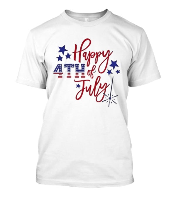 Happy 4th Of July Patriotic Stars Firework Celebration T-Shirt