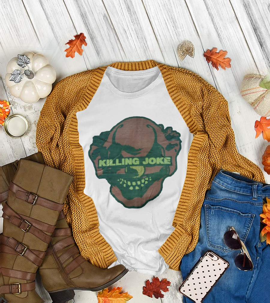Killing Joke Clown Face with Green Text and Smiling Expression T-Shirt