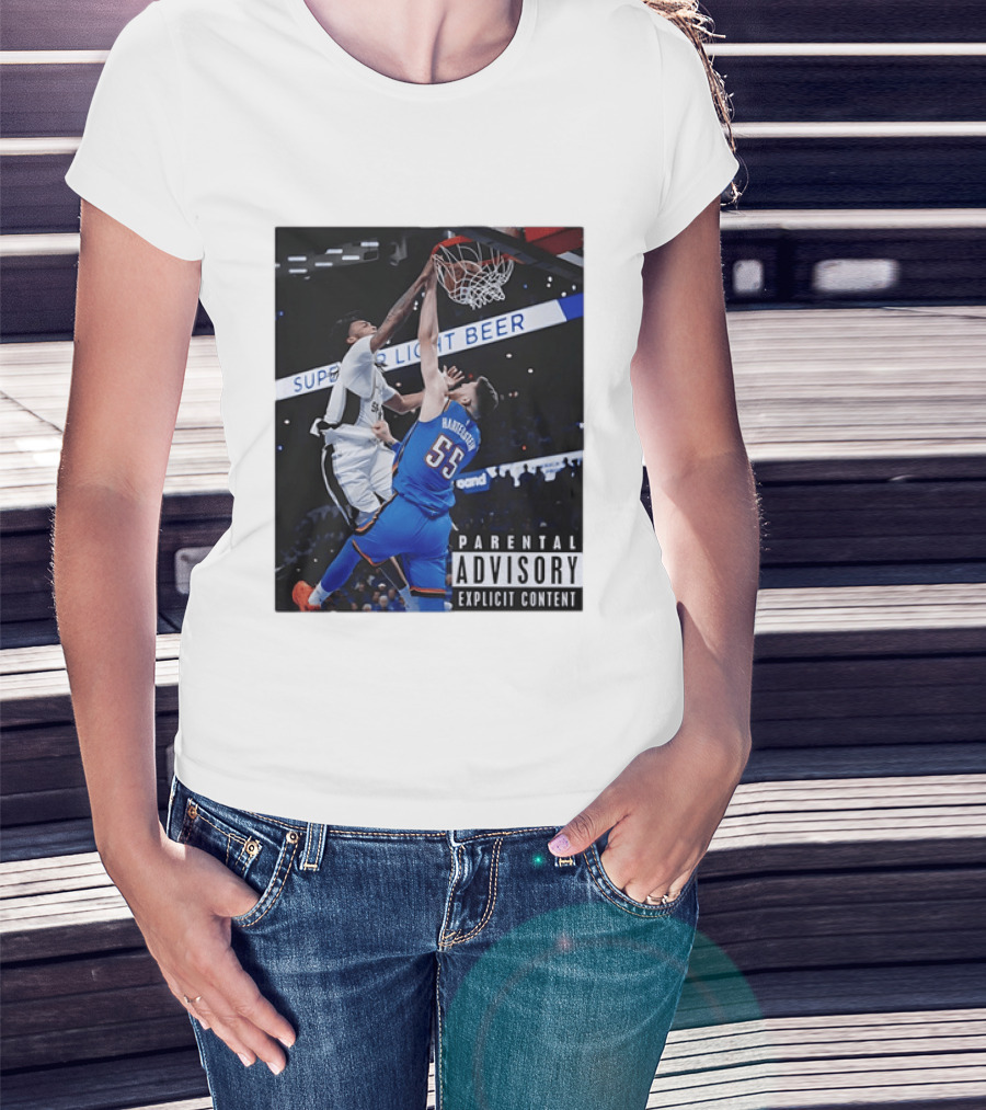 Parental Advisory Explicit Content Dunk Contest New York Knicks Mitchell Robinson Basketball Photo T-Shirt