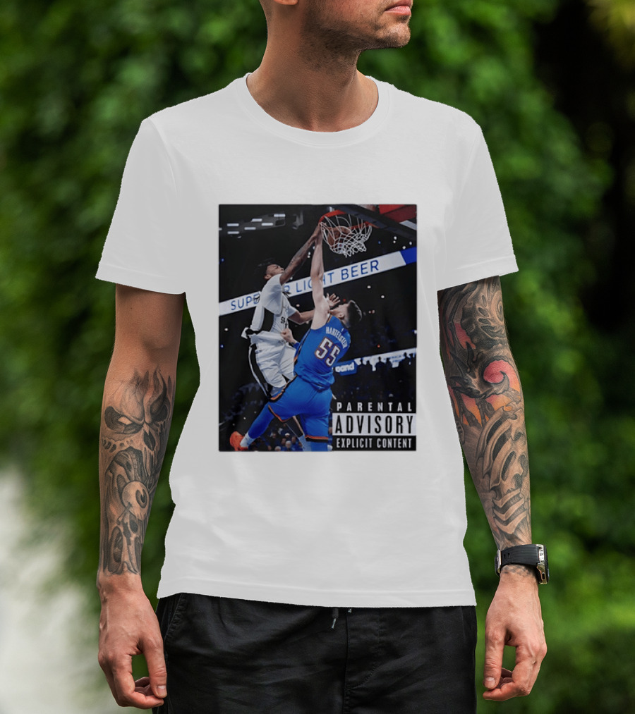 Parental Advisory Explicit Content Dunk Contest New York Knicks Mitchell Robinson Basketball Photo T-Shirt