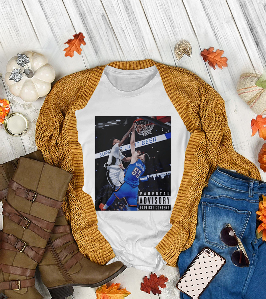 Parental Advisory Explicit Content Dunk Contest New York Knicks Mitchell Robinson Basketball Photo T-Shirt