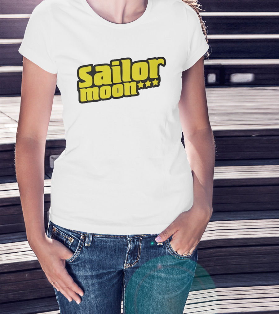 Sailor Moon Yellow Text With Stars T-Shirt