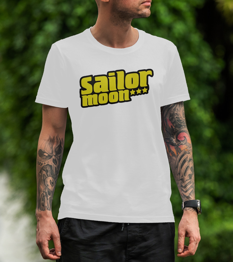 Sailor Moon Yellow Text With Stars T-Shirt