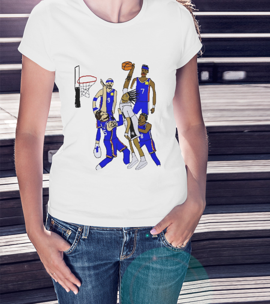 Stephon Castle Dunk Basketball Blue Team Number 4 Drawing T-Shirt