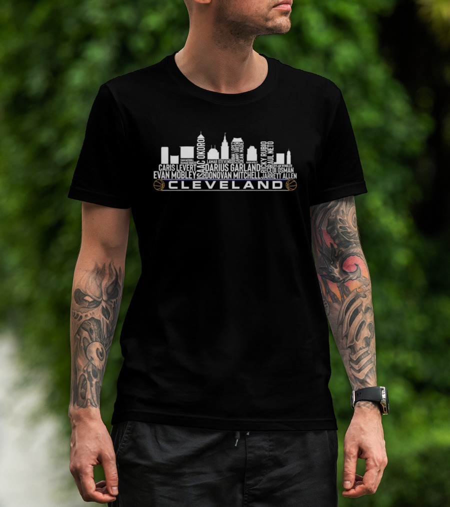 Cleveland Cavaliers Skyline Darius Garland Donovan Mitchell Evan Mobley T-Shirt