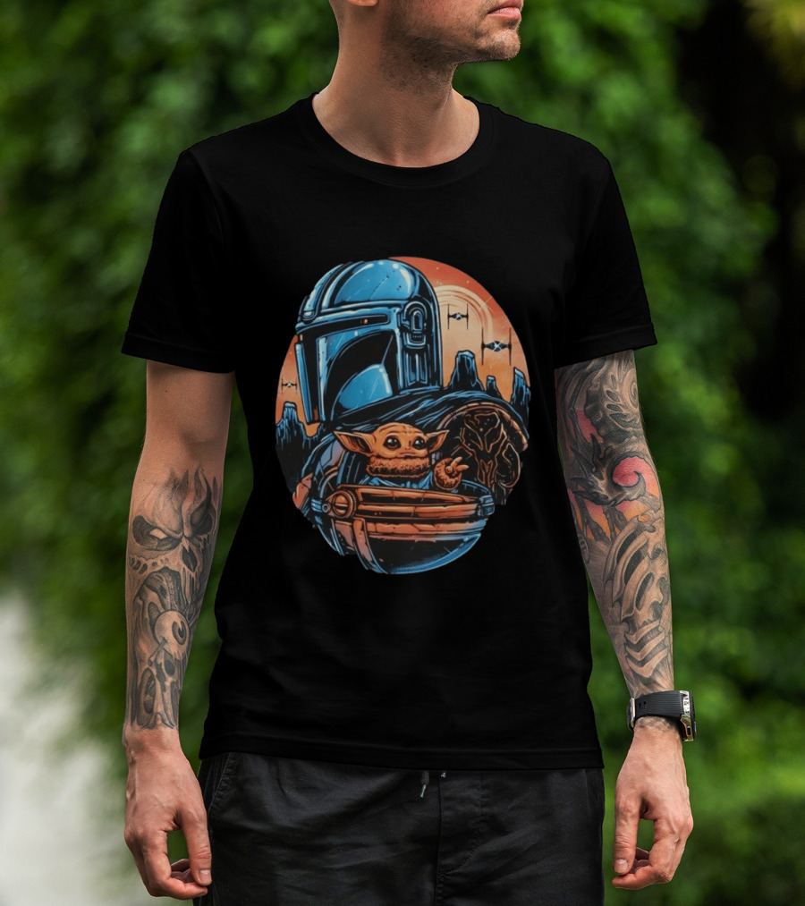 Din Djarin And Grogu Mandalorian Saga Rise Against The Empire T-Shirt