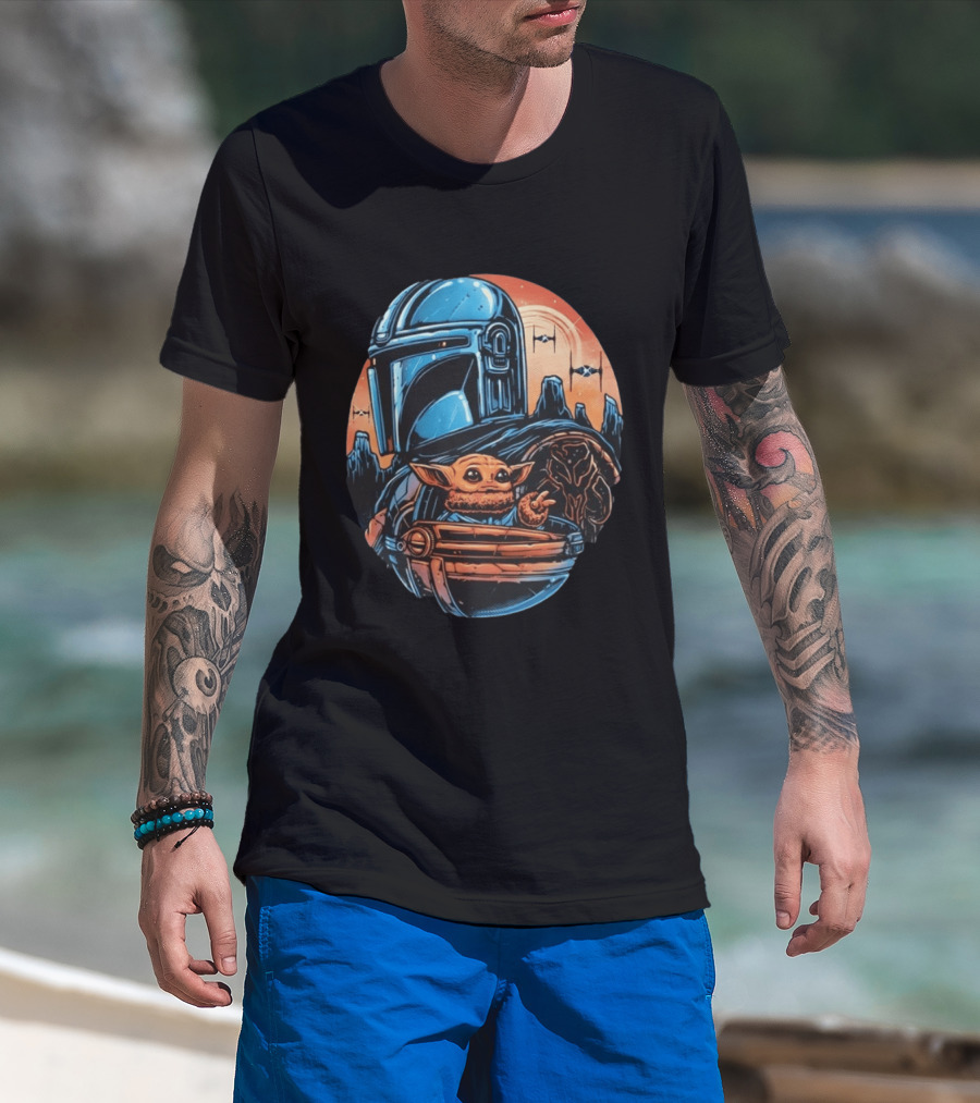 Din Djarin And Grogu Mandalorian Saga Rise Against The Empire T-Shirt