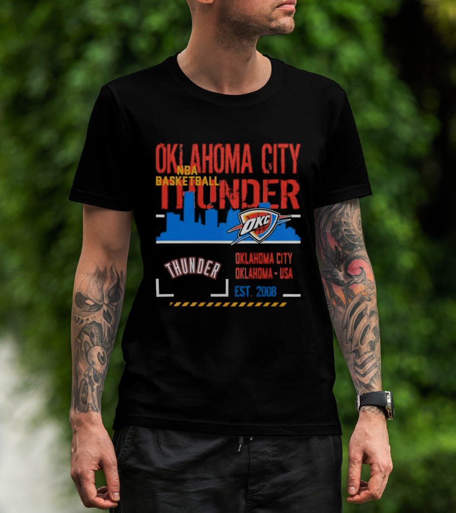 Oklahoma City Thunder NBA Basketball Skyline OKC Est 2008 T-Shirt