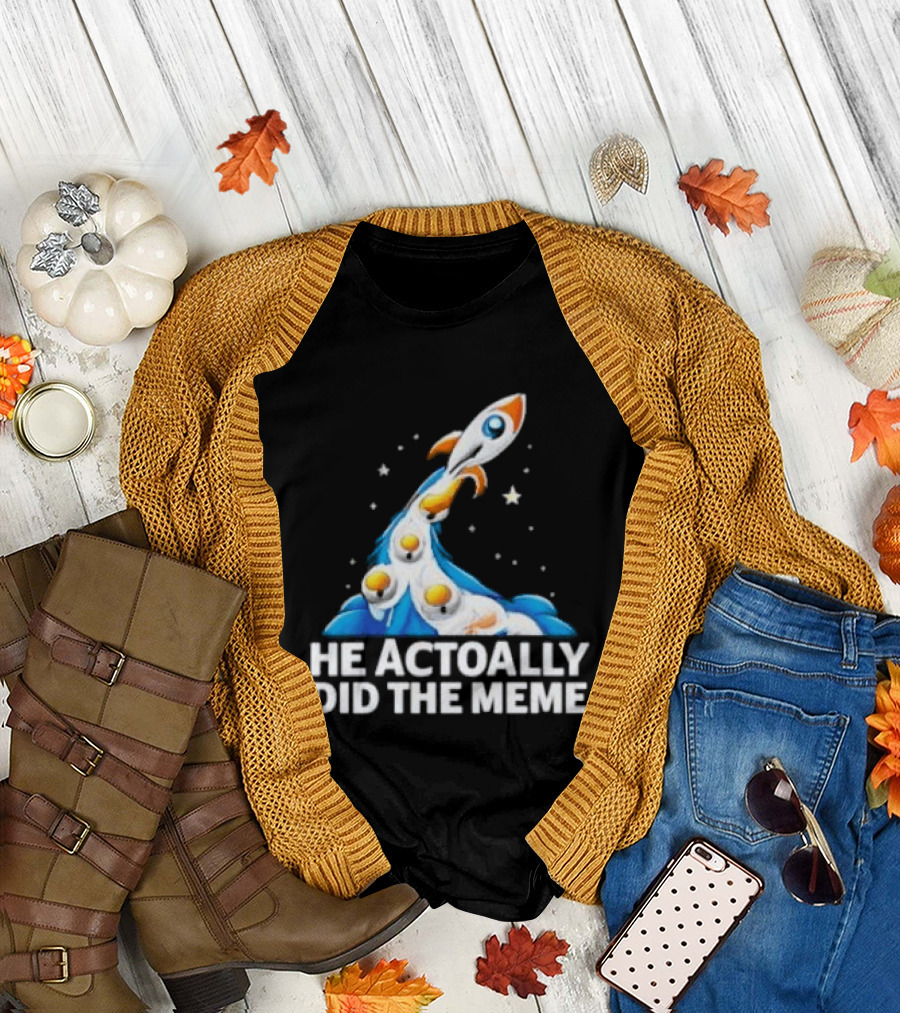 He Actoally Did the Meme Rocket Launch Planets T-Shirt