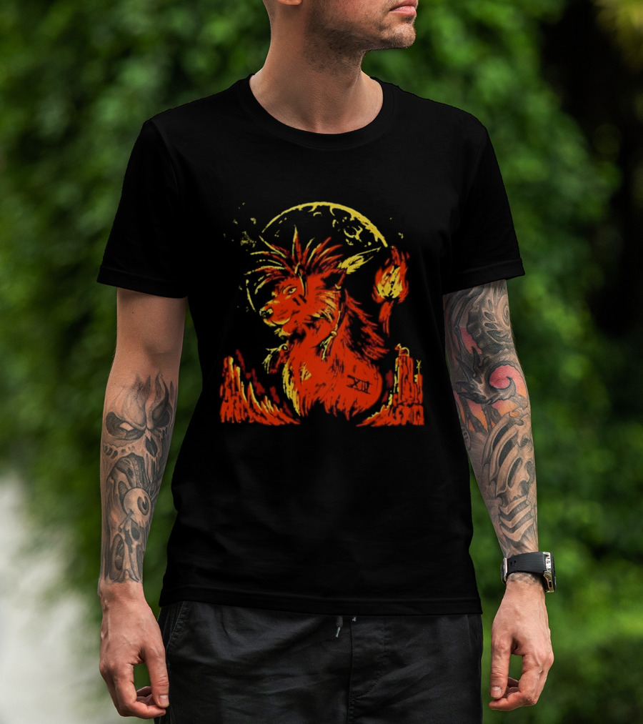 Red XIII Final Fantasy Guardian Of The Canyon Moonlit Fire Aura T-Shirt