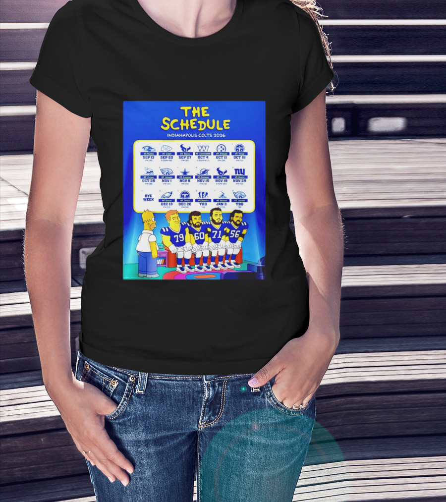 The Schedule Indianapolis Colts 2026 Simpsons Characters NFL Teams Matchups T-Shirt