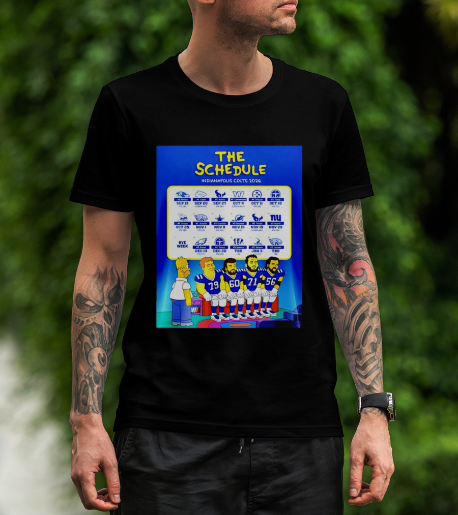 The Schedule Indianapolis Colts 2026 Simpsons Characters NFL Teams Matchups T-Shirt