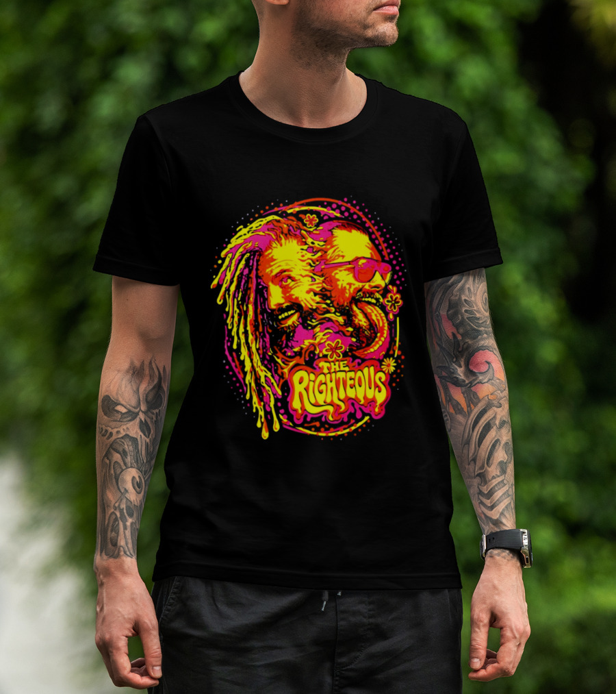 TNA Wrestling The Righteous Psychedelic Tie Dye Art With Sunglasses And Flowers T-Shirt