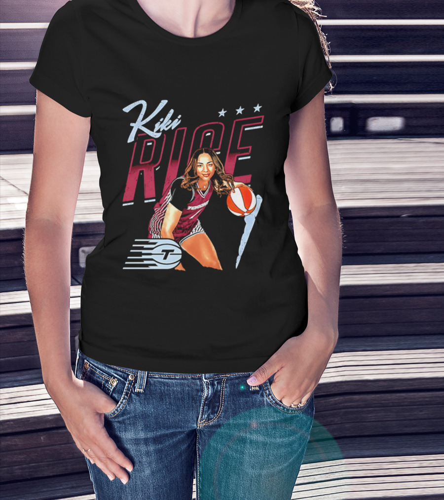 Kiki Rice Toronto Tempo Player Three Stars Basketball Pose T-Shirt