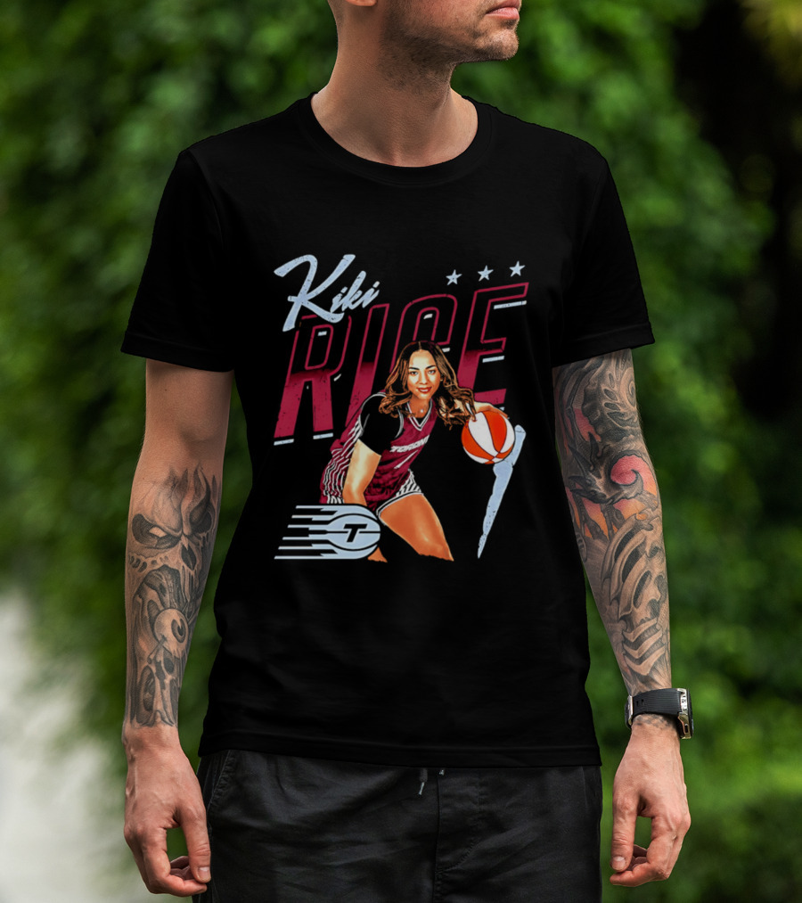 Kiki Rice Toronto Tempo Player Three Stars Basketball Pose T-Shirt