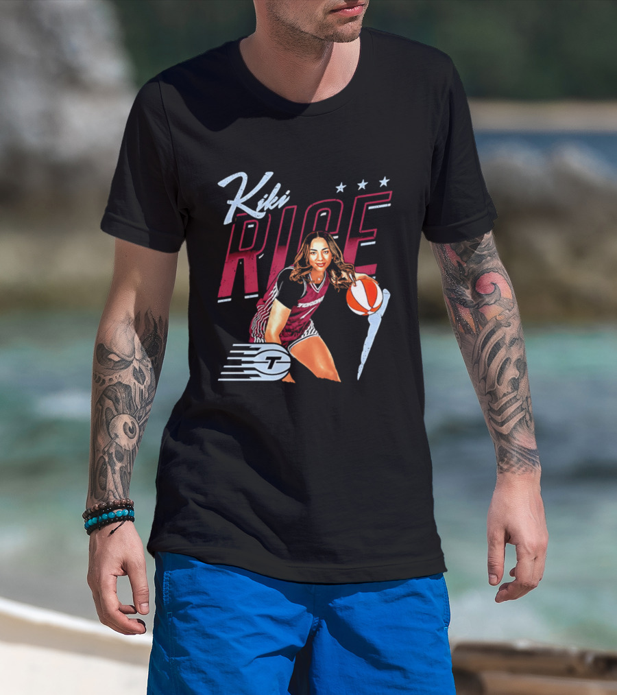 Kiki Rice Toronto Tempo Player Three Stars Basketball Pose T-Shirt