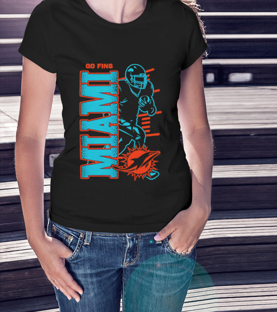 Miami Dolphins Go Fins Football Player T-Shirt