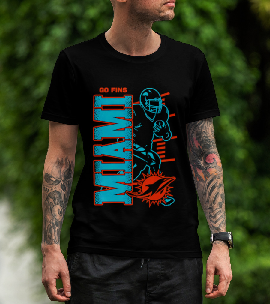Miami Dolphins Go Fins Football Player T-Shirt