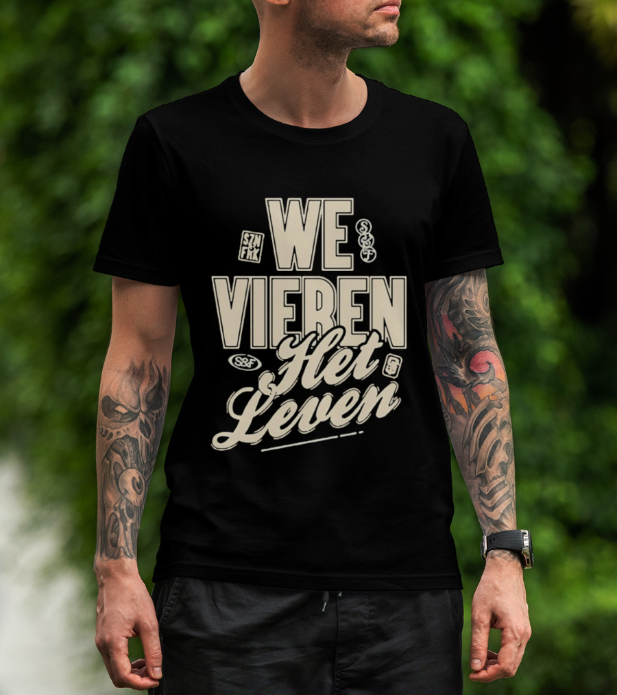 We Vieren Het Leven Tekst Stijl Met Bubbels En Sterren T-Shirt