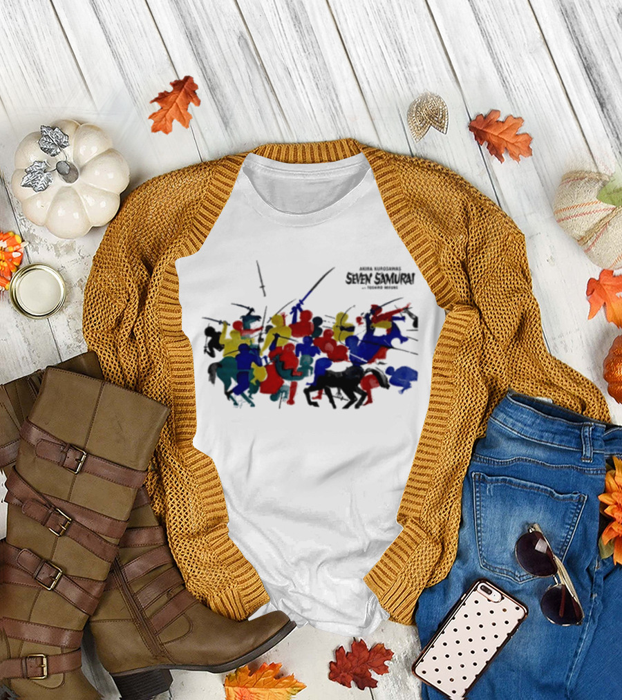 Andafterthat Akira Kurosawa Seven Samurai Painted Battle Scene T-Shirt