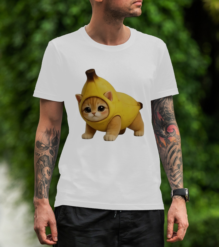 Banana Kitty Cute Cat In Fruit Costume T-Shirt