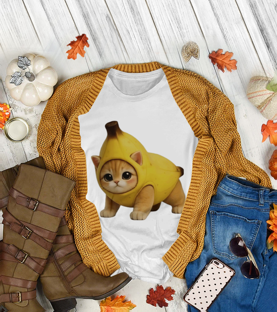 Banana Kitty Cute Cat In Fruit Costume T-Shirt