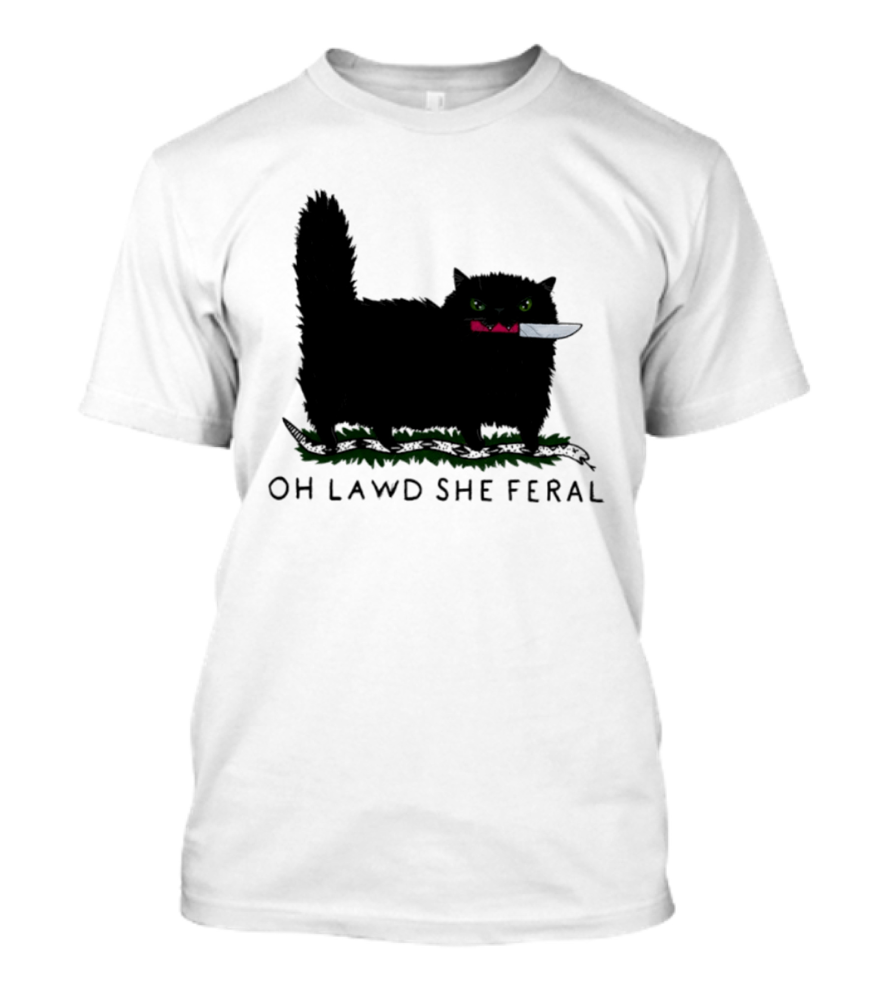 Oh Lawd She Feral Cat Knife Snake T-Shirt