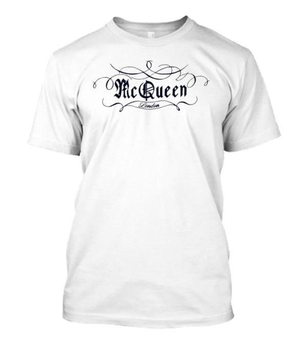 McQueen London Ornate Gothic Luxury Fashion Script T-Shirt