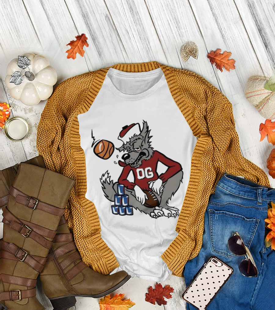 Nc State Wolfpack NCAA Game Day Tailgate Sports Basketball Wolf with Blocks T-Shirt