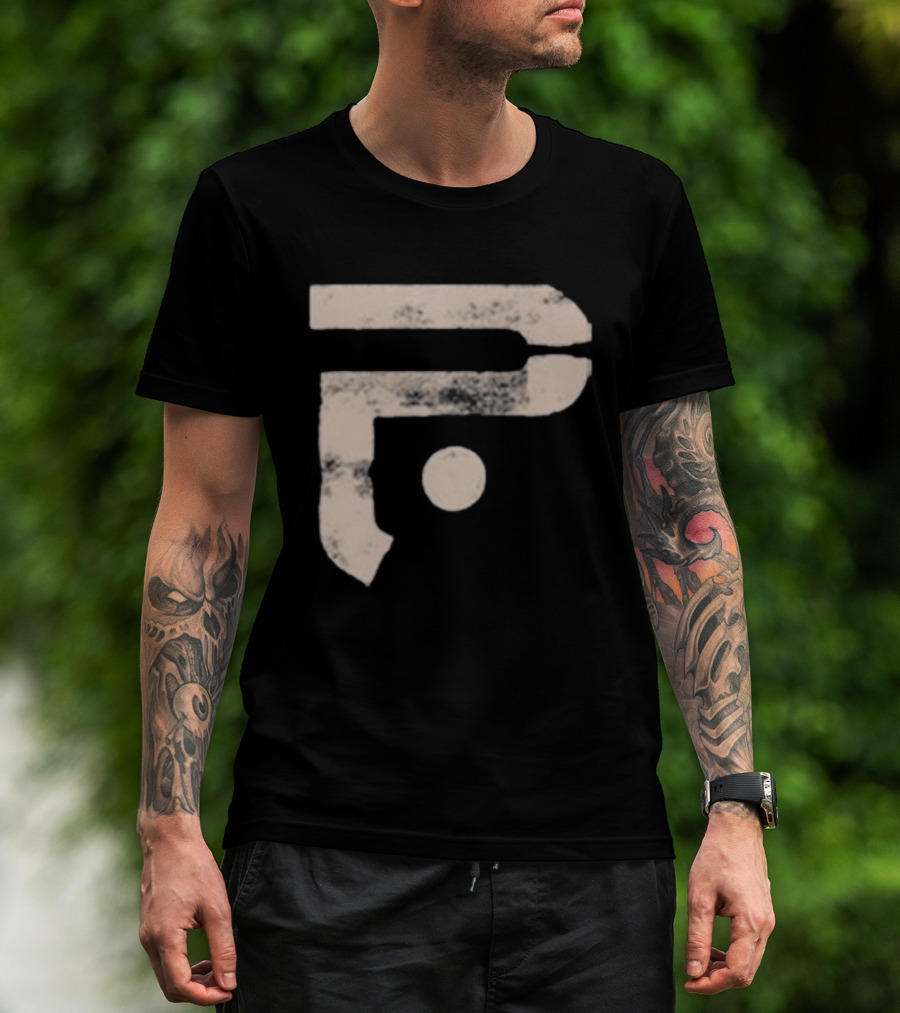 A Pale White Dot Abstract Symbol With Textured Circular Motif T-Shirt