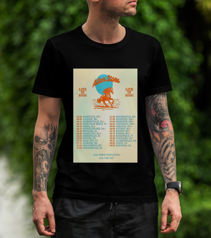 Allen Stone Live In 2026 Tour Dates With Chris Stapleton And The Dip T-Shirt