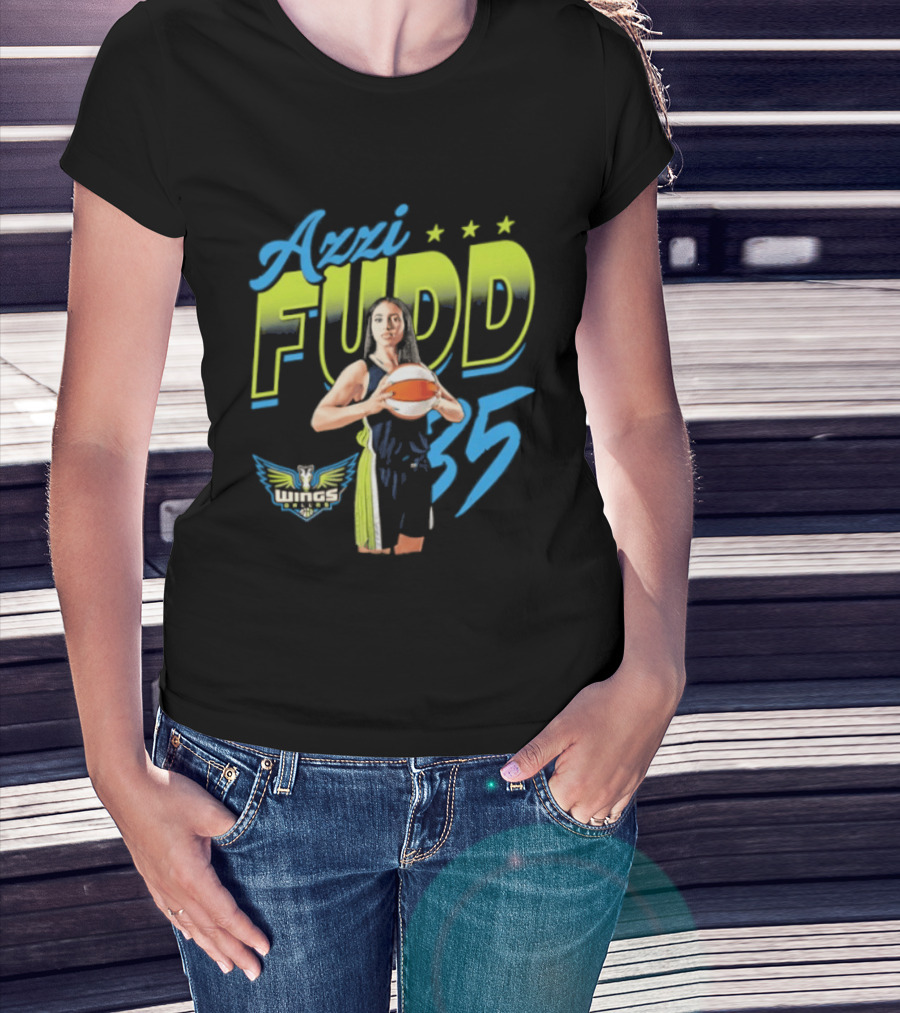Azzi Fudd 35 Dallas Wings WNBA Player Pose With Stars And Wings T-Shirt