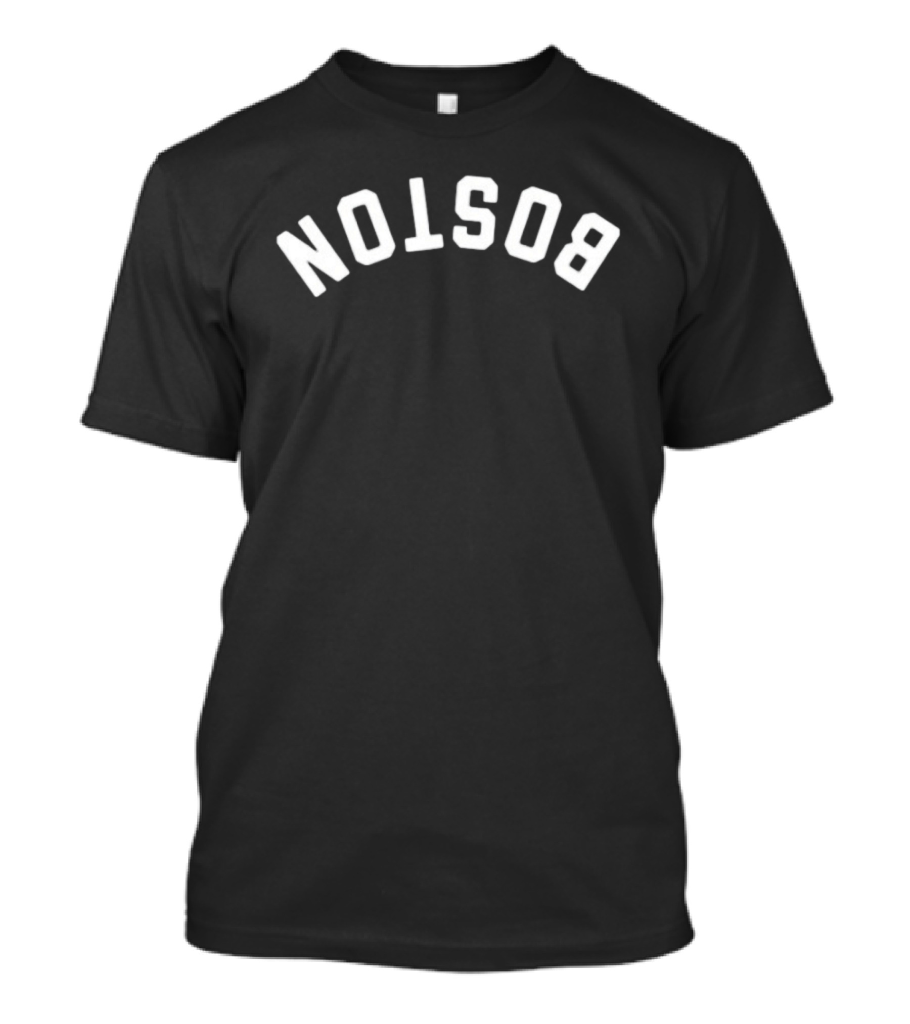 Boston Upside Down White Text Baseball T-Shirt