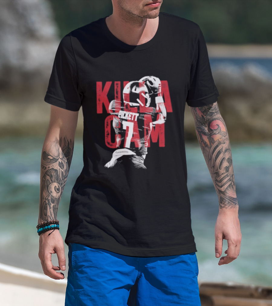 Killa Cam Pickett Kansas Jayhawks 7 Bitmap Overlay T-Shirt