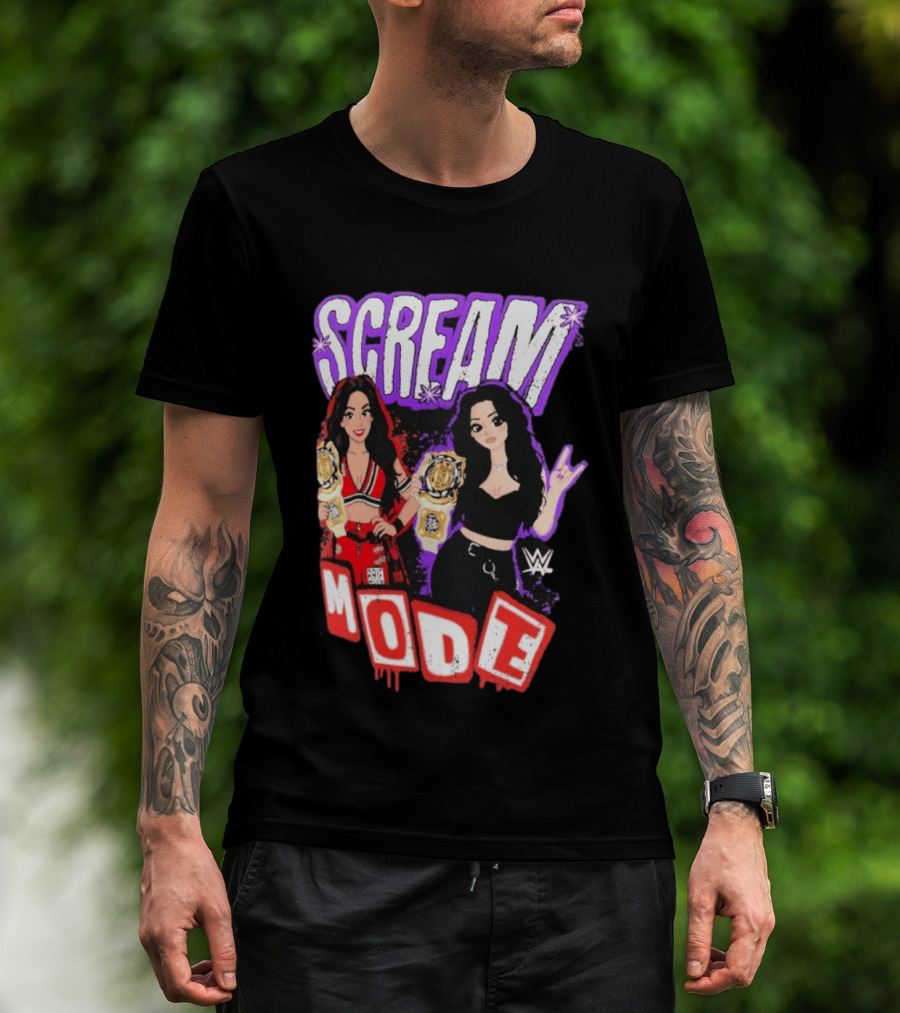 Scream Mode Paige Vs Brie Bella Cartoon WWE Champions T-Shirt