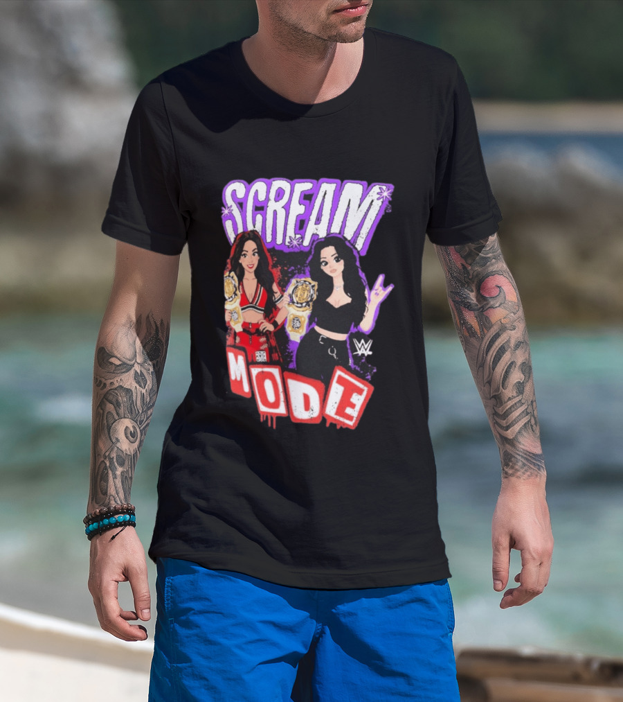 Scream Mode Paige Vs Brie Bella Cartoon WWE Champions T-Shirt
