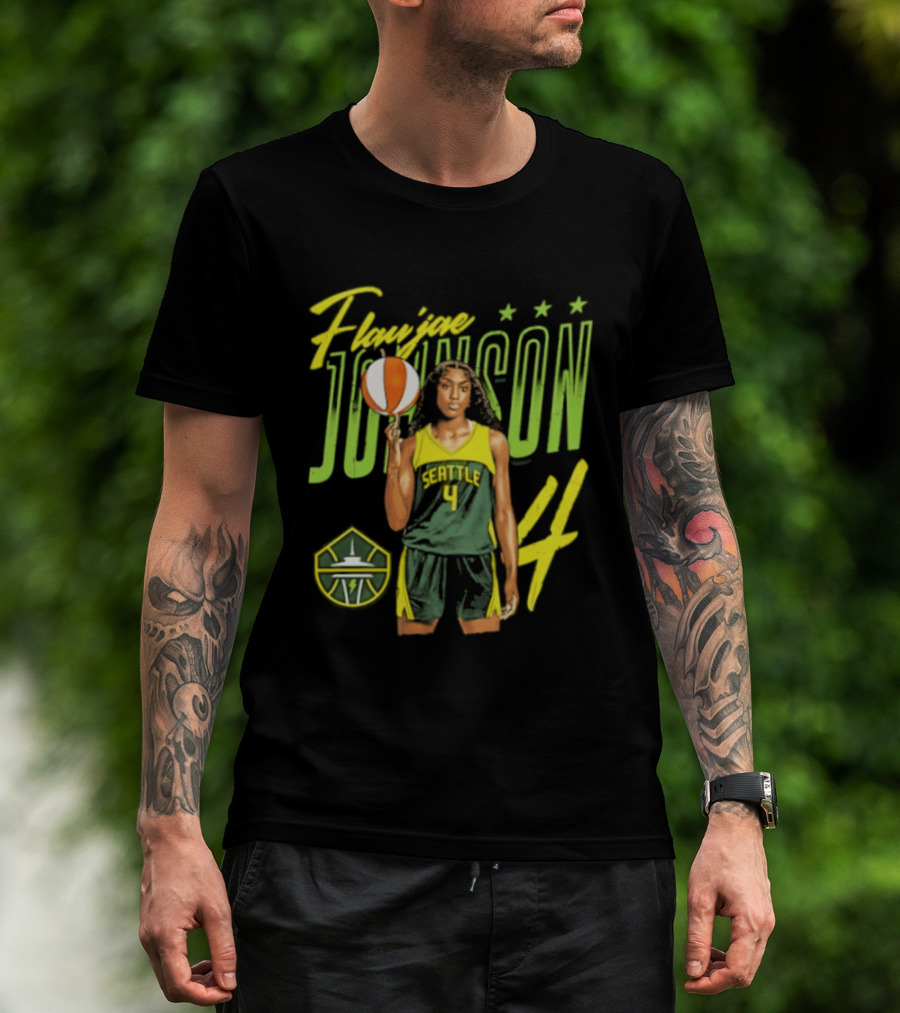 Flau'jae Johnson 4 Seattle Storm Basketball Star Pose T-Shirt