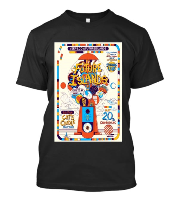 Future Islands Live At Cat's Cradle Carrboro NC May 20 Celebrating 20 Years Streaming Veeps T-Shirt