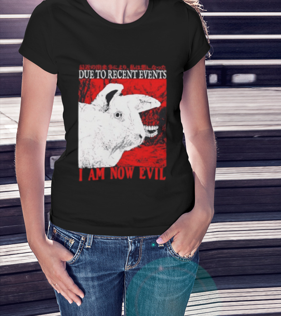 Rabbit Due To Recent Events I Am Now Evil Creepy Red T-Shirt