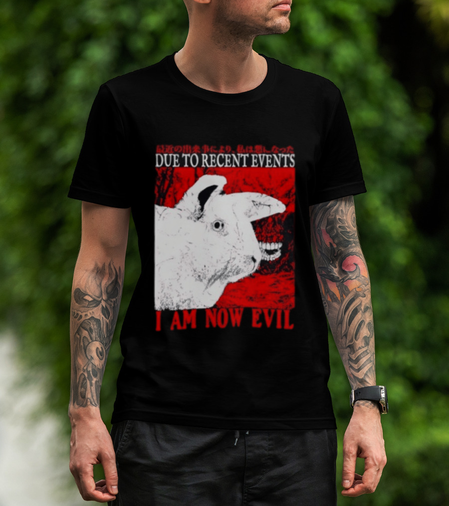 Rabbit Due To Recent Events I Am Now Evil Creepy Red T-Shirt