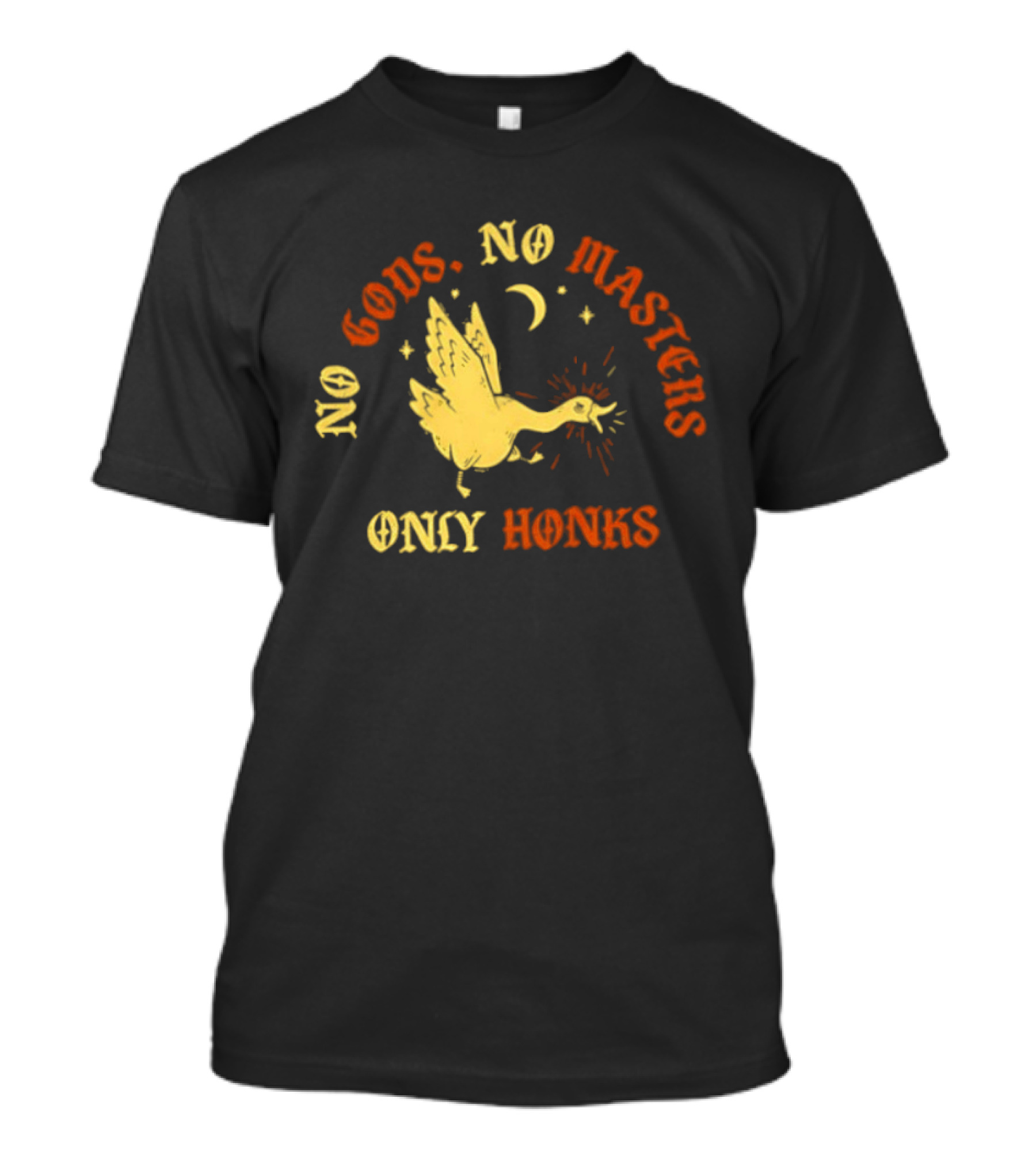No Gods No Masters Goose Only Honks Crescent Moon And Stars T-Shirt