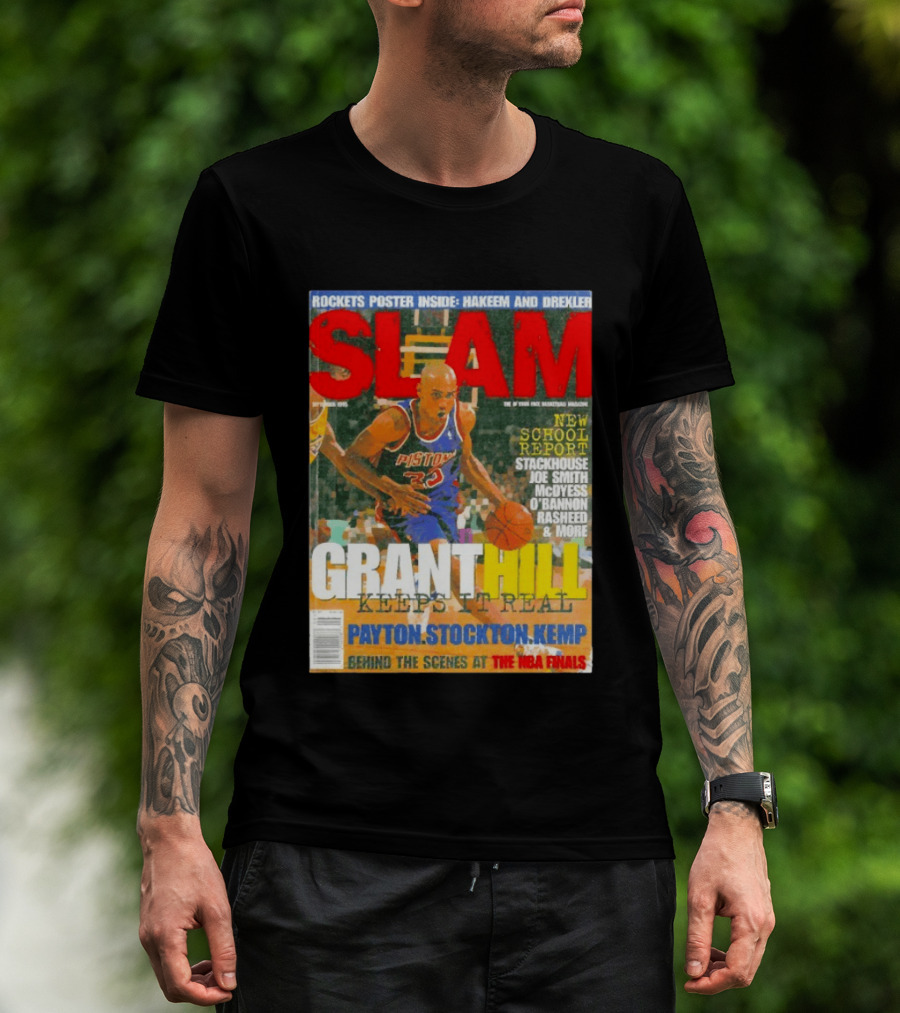 SLAM Granthill Keeps It Real Payton Stockton Kemp Pistons Basketball NBA Finals Hakeem Drexler T-Shirt