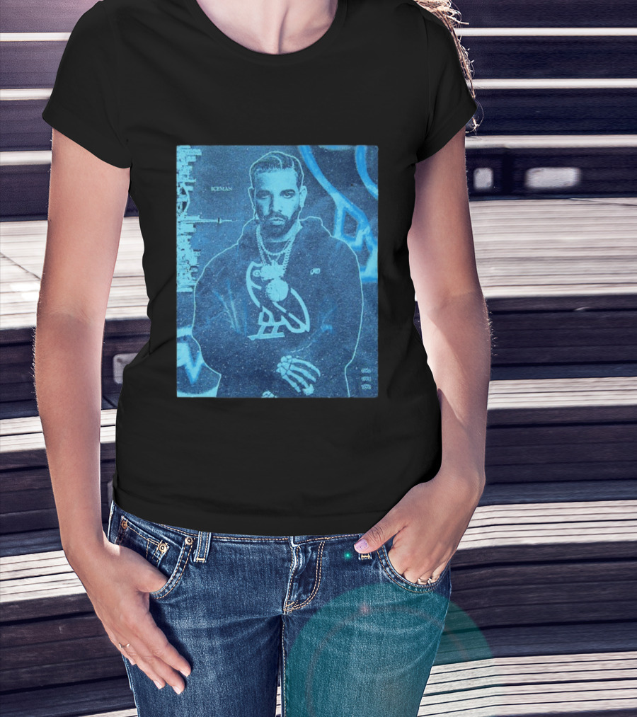 ICEMAN Owl Graphic Drake Blue Portrait With City Skyline T-Shirt