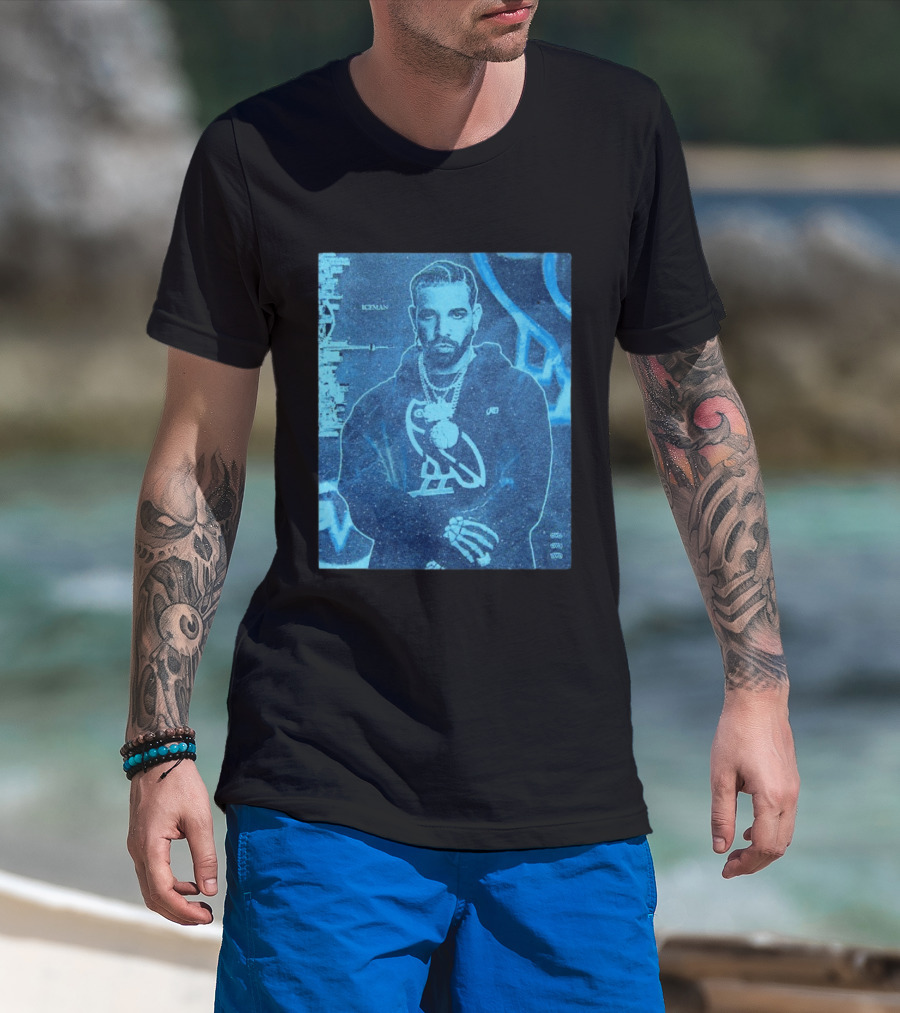 ICEMAN Owl Graphic Drake Blue Portrait With City Skyline T-Shirt